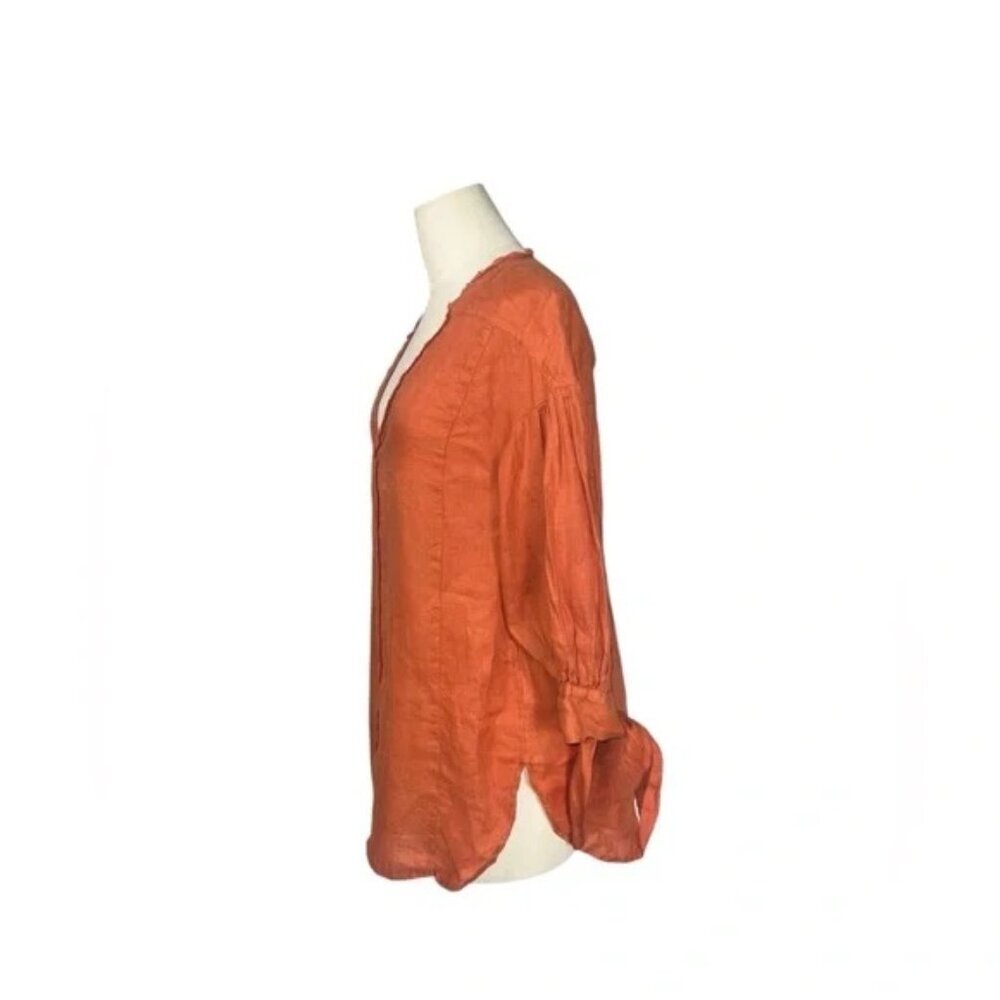 ANTHROPOLOGIE - Ginnie Tied-Sleeve Linen Tunic By Holding Horses Size Sz XS - Picture 8 of 8